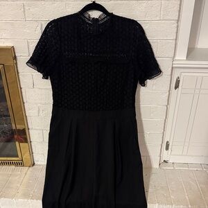 Chelsea28 Black Lace Short-Sleeve Jumpsuit